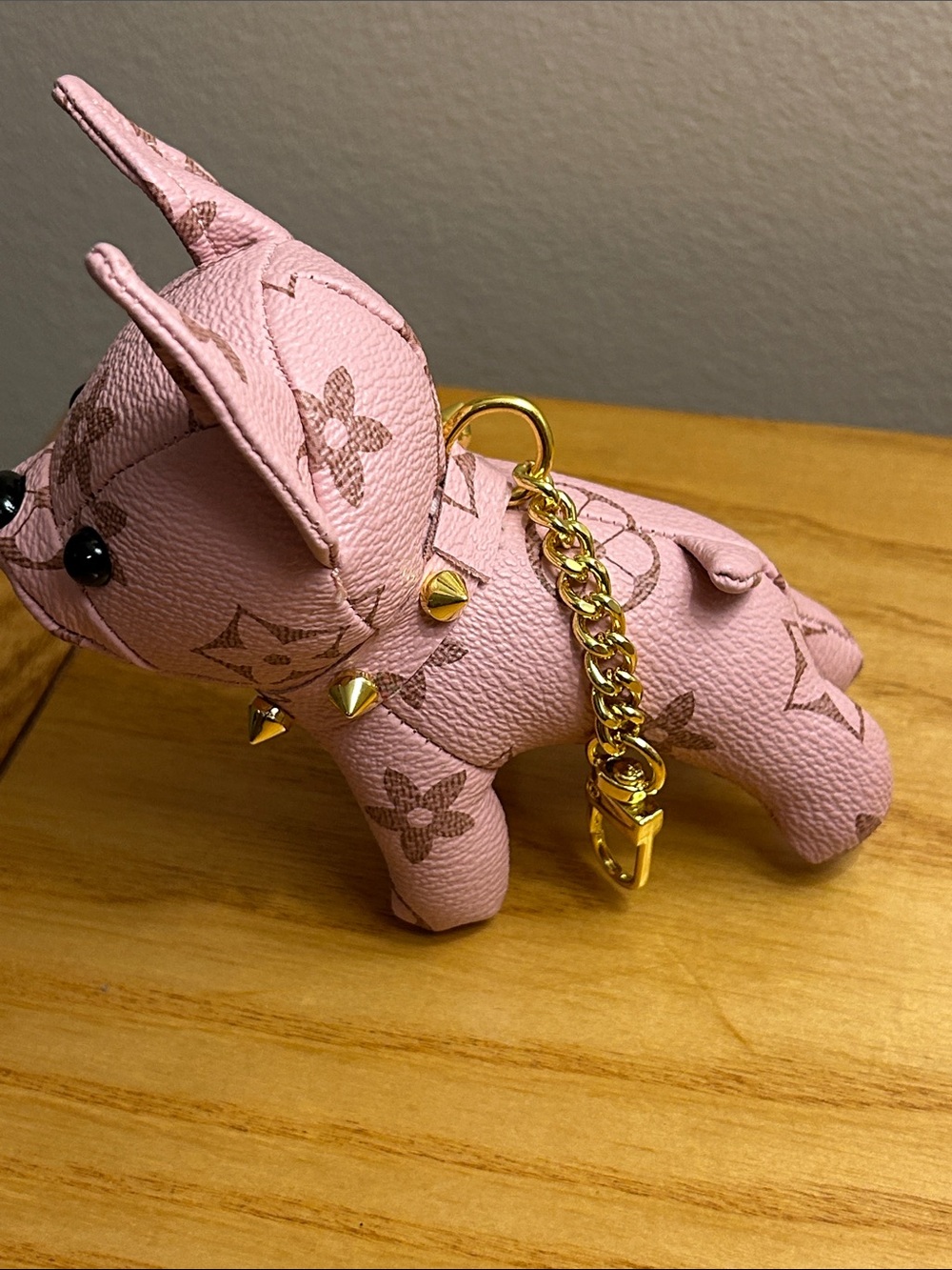 Pink Designer-Inspired Dog Keychain Charm